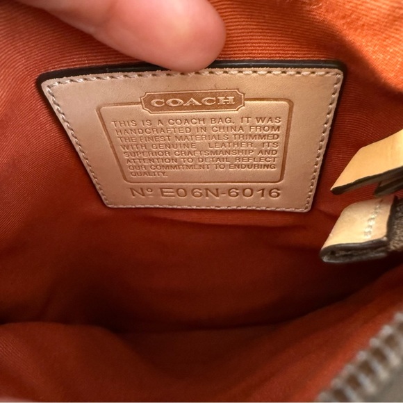 Coach Signature Logo Canvas Mini Crossbody Bag Tan & Brown Zipper Closure - Picture 6 of 12